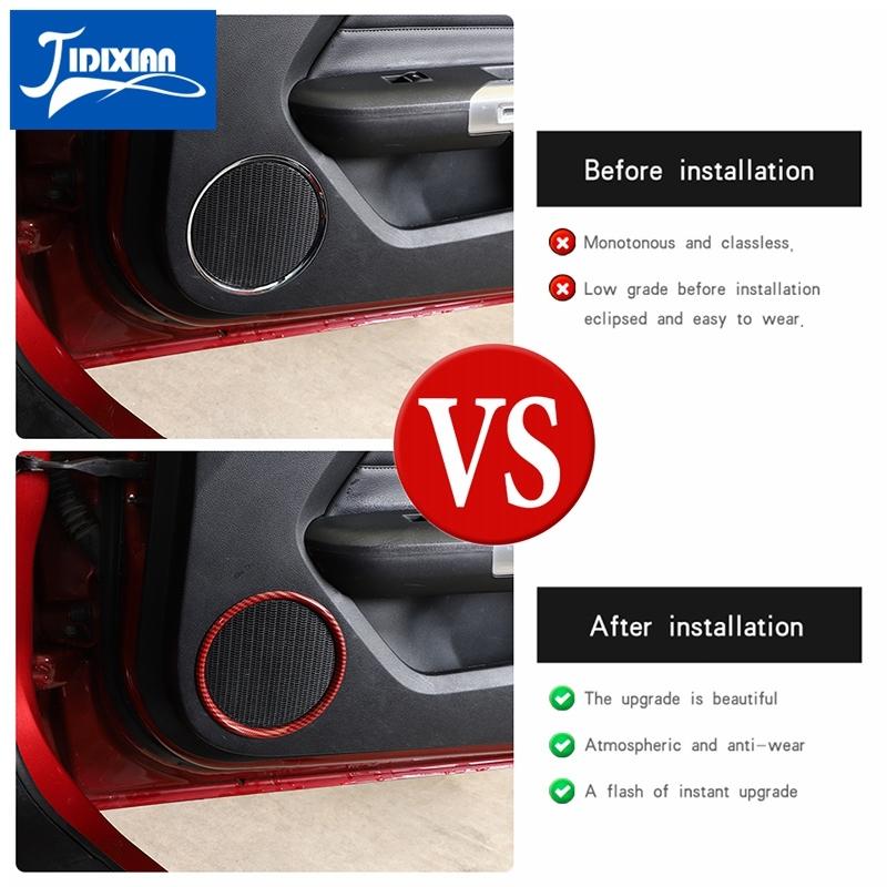 JIDIXIAN Car Interior Door Speaker Decoration Cover Accessories for Ford Mustang 2015 2016 2017 2018    2022 2023