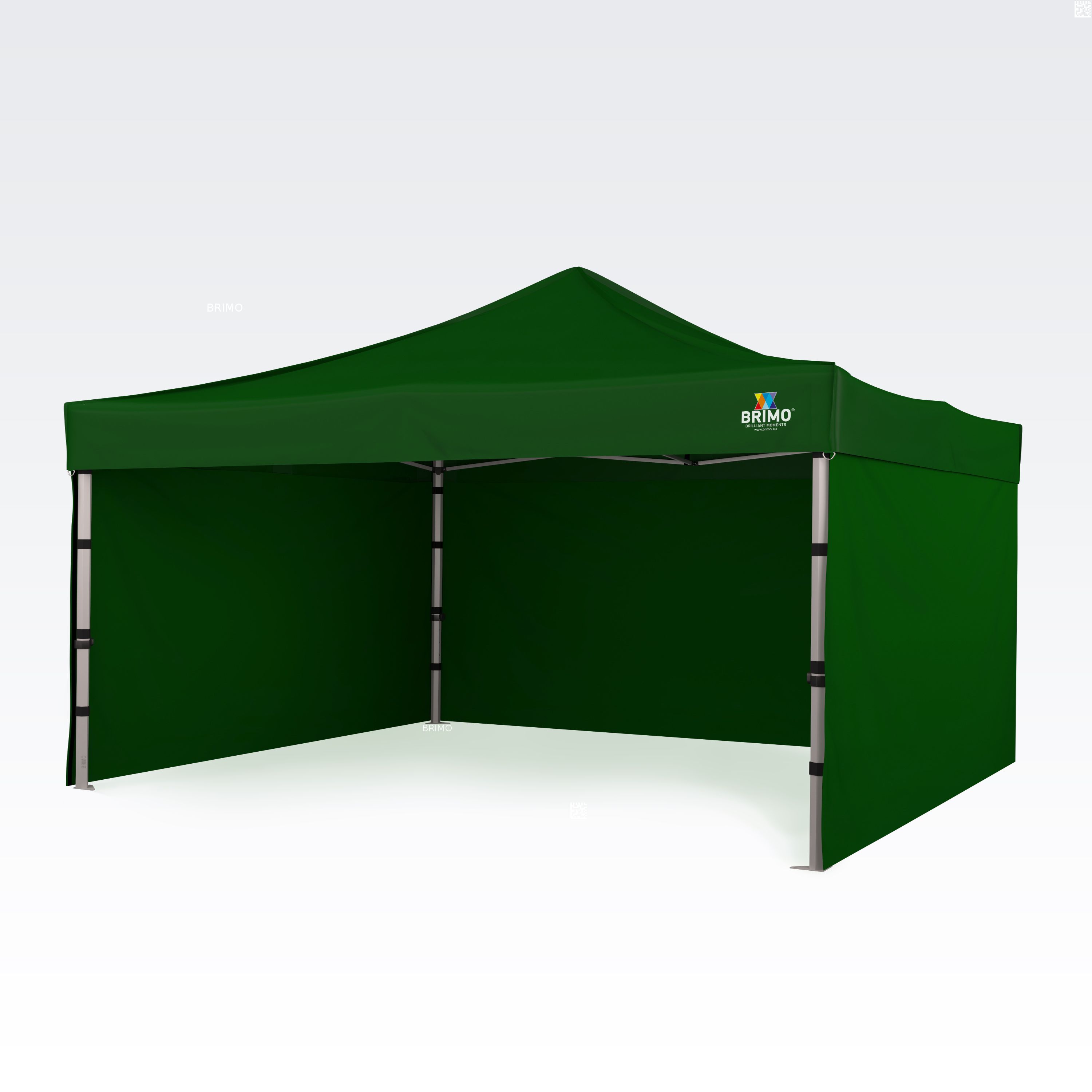BRIMO Tente Promo 4x4m Gratuit : 3pc parois pleines, 8 sardines de tente et housse de protection + Garantie de 5 ans! vert