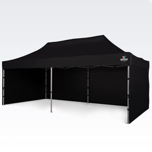 BRIMO Tonnelle pliant 3x6m Gratuit : 3pc parois pleines, 12 sardines de tente et housse de protection + Garantie de 5 ans! noir