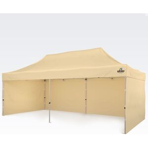 BRIMO Tente de marché 3x6m Gratuit : 3pc parois pleines, 12 sardines de tente et housse de protection + Garantie de 5 ans! beige