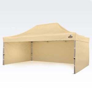 BRIMO Tente publicitaire 4x6m Gratuit : 3pc parois pleines, 8 sardines de tente et housse de protection + Garantie de 5 ans! beige