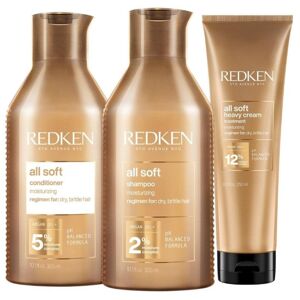 Routine hydratante cheveux secs All Soft Redken - Publicité