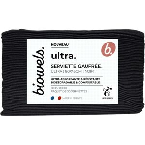 Biowels Serviettes gaufrées noires biodégradables Ultra Biowels lot de 30