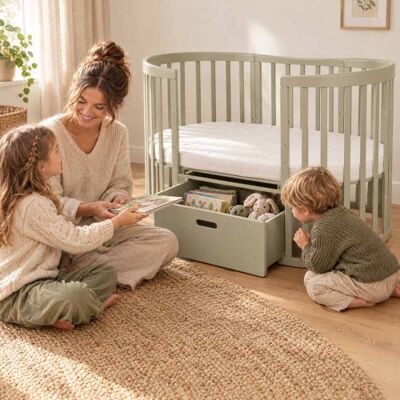Tiroir de rangement Waldin pour lit bébé 7 en 1 - Publicité Tiroir de rangement Waldin pour lit bébé 7 en 1 - Publicité