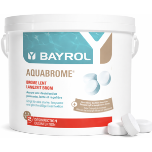 Brome Bayrol Aquabrome pastilles 20 g. désinfection piscine - Publicité Brome Bayrol Aquabrome pastilles 20 g. désinfection piscine - Publicité