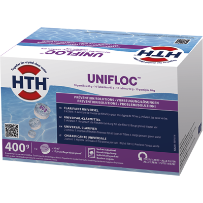 hth - UNIFLOC - Pastilles 40 g - 10 pce - Flocculant - Publicité hth - UNIFLOC - Pastilles 40 g - 10 pce - Flocculant - Publicité