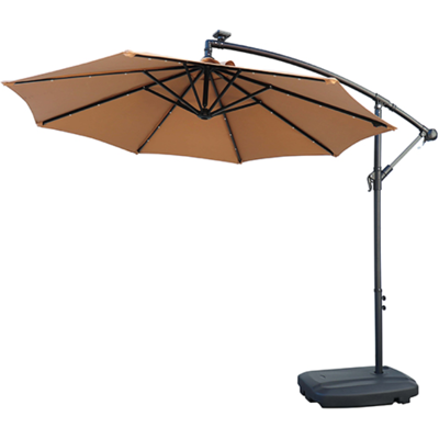 Parasol déporté Netspa avec LED solaires intégrées + pied - Publicité Parasol déporté Netspa avec LED solaires intégrées + pied - Publicité