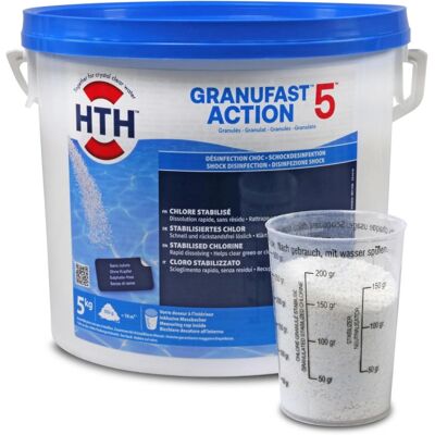 hth GRANUFAST Action 5 Granulés de Chlore pour Piscine - Chlore de Choc Stabilisé 5kg - Publicité hth GRANUFAST Action 5 Granulés de Chlore pour Piscine - Chlore de Choc Stabilisé 5kg - Publicité