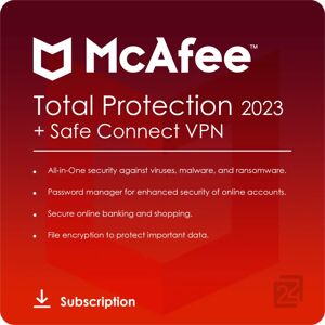 McAfee Total Protection with Safe Connect VPN 2024 5 Dispositifs 1 An