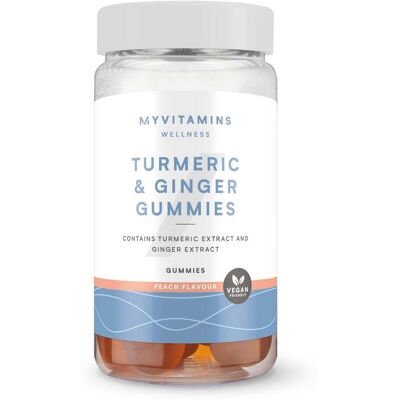 Myvitamins Pastilles gélifiées au curcuma et au gingembre - 60GUMMIES, 30portions - Pêche - Publicité Myvitamins Pastilles gélifiées au curcuma et au gingembre - 60GUMMIES, 30portions - Pêche - Publicité