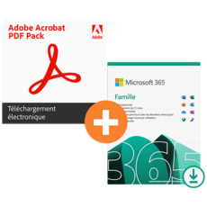Pack Microsoft 365 Famille - 6 utilisateurs + Adobe Acrobat PDF Pack - 1 utilisateur - Abonnement 1 an
