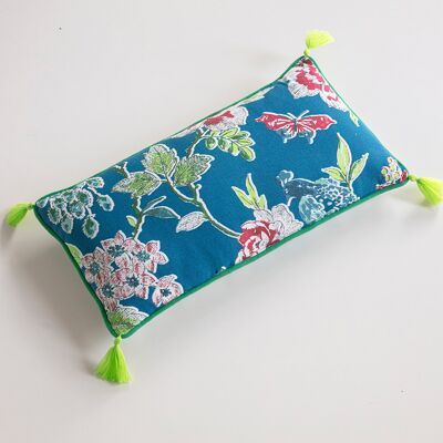 Françoise Saget Coussin Un oiseau sur la branche Bleu - Publicité Françoise Saget Coussin Un oiseau sur la branche Bleu - Publicité