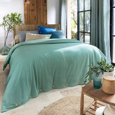 Françoise Saget Housse de couette Illico chic Vert Coton lavé - Publicité Françoise Saget Housse de couette Illico chic Vert Coton lavé - Publicité