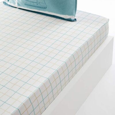 Françoise Saget Drap-housse Ligne nautique Bleu Coton - Publicité Françoise Saget Drap-housse Ligne nautique Bleu Coton - Publicité