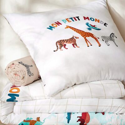 Françoise Saget Parure de lit housse de couette enfant Mon petit monde Multicolore/Blanc Coton - Publicité Françoise Saget Parure de lit housse de couette enfant Mon petit monde Multicolore/Blanc Coton - Publicité