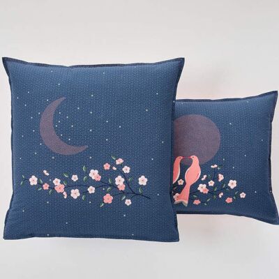 Françoise Saget Taie d'oreiller Nuit japonaise Bleu Coton - Publicité Françoise Saget Taie d'oreiller Nuit japonaise Bleu Coton - Publicité
