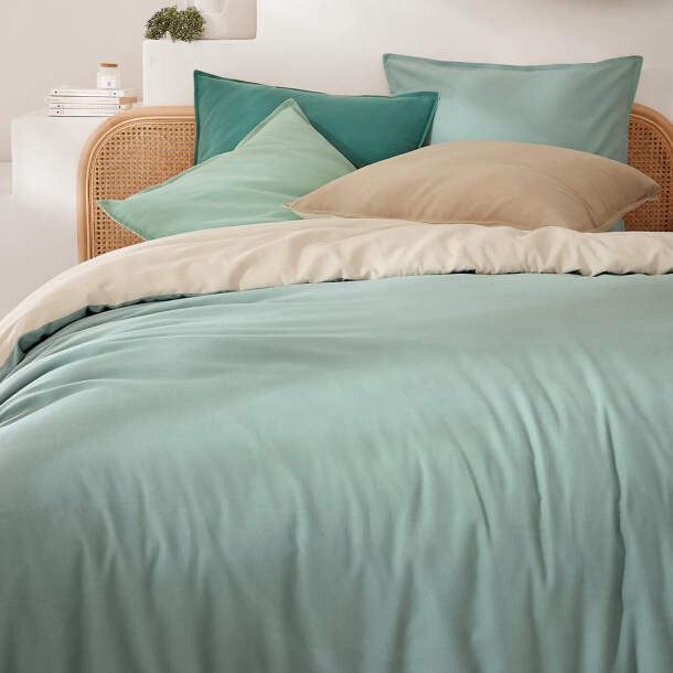 Françoise Saget Housse de couette Flanelle unie Tomette/plume Flanelle de Coton