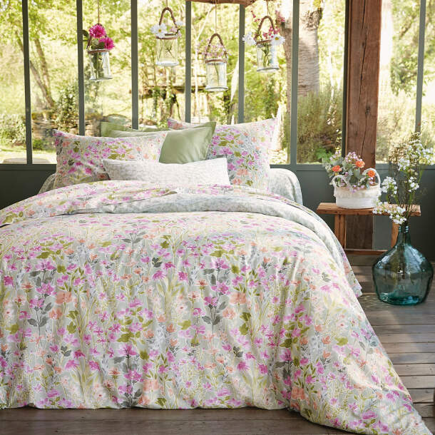 Françoise Saget Housse de couette Le bonheur dans les fleurs Multicolore Coton