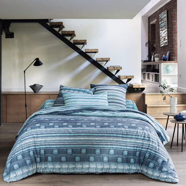 Françoise Saget Housse de couette Notes en bleu Bleu Coton