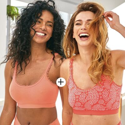 Françoise Saget Lot de 2 brassières Mes essentiels Rose - Publicité Françoise Saget Lot de 2 brassières Mes essentiels Rose - Publicité