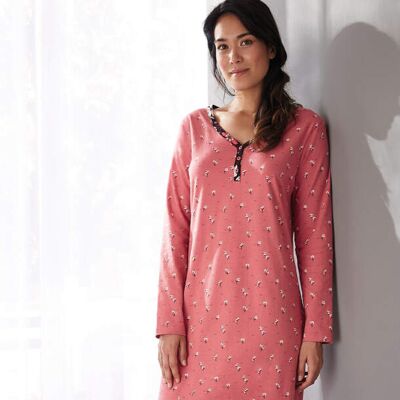 Françoise Saget Chemise de nuit Belle de nuit Rose Coton - Publicité Françoise Saget Chemise de nuit Belle de nuit Rose Coton - Publicité