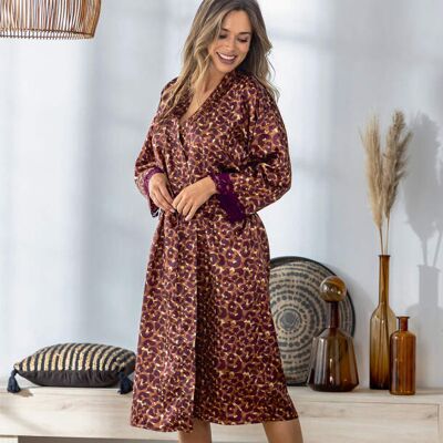 Françoise Saget Kimono Romy Marron Satin - Publicité Françoise Saget Kimono Romy Marron Satin - Publicité