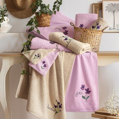 Françoise Saget Lot éponge Langage des fleurs Beige Coton - Publicité Françoise Saget Lot éponge Langage des fleurs Beige Coton - Publicité