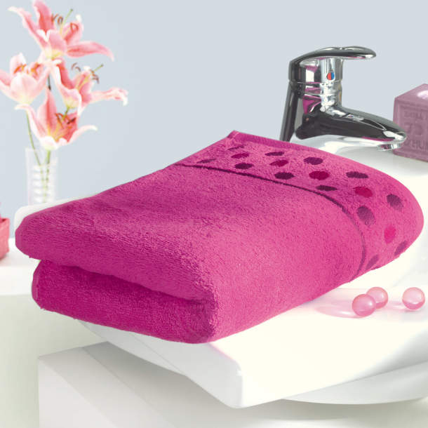 Françoise Saget Drap de bain Comme une aquarelle Fuchsia Coton