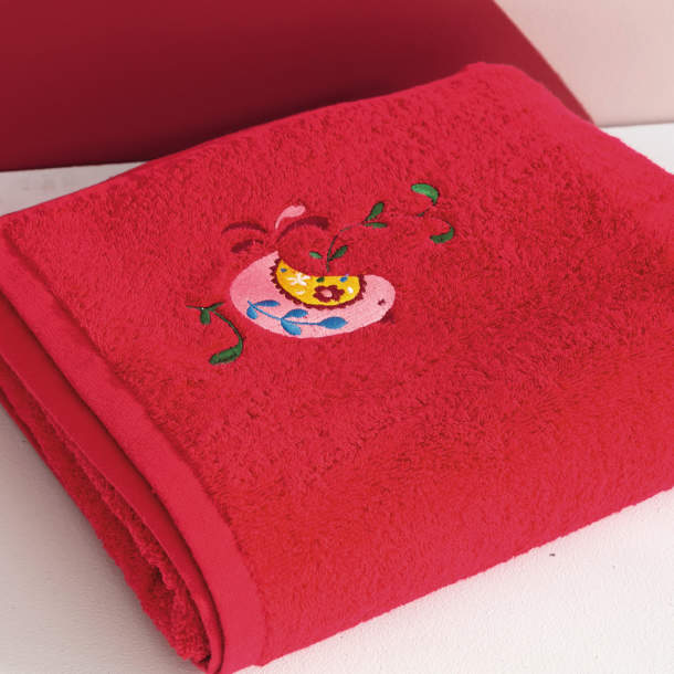 Françoise Saget Serviette de bain Jolie datcha Rouge grenadine Coton