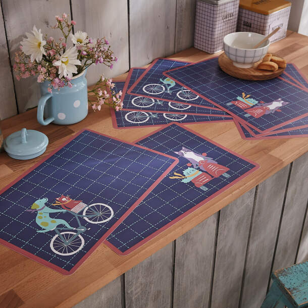Françoise Saget 8 sets de table Roulez jeunesse Bleu Synthétique