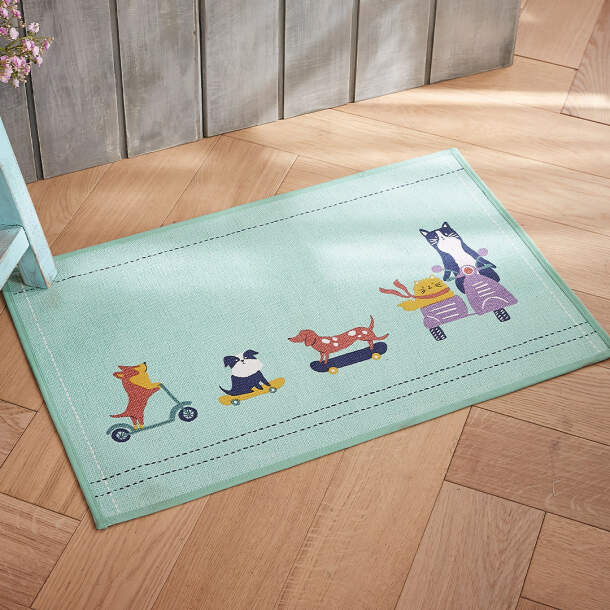 Françoise Saget Tapis de cuisine Roulez jeunesse Vert Coton