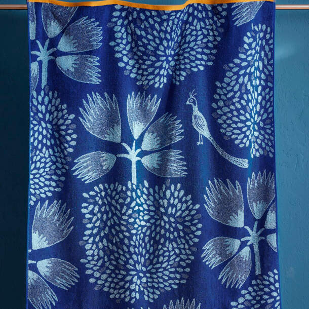 Françoise Saget Maxi drap de bain Songe d'ailleurs Bleu Coton