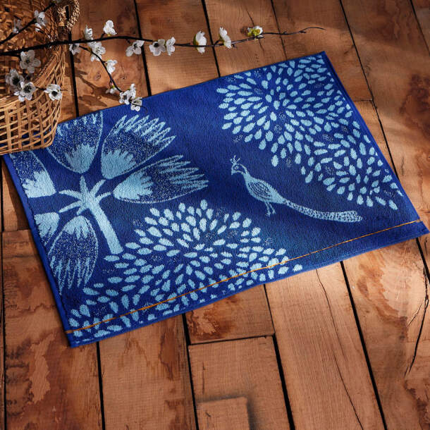 Françoise Saget Tapis de bain Songe d'ailleurs Bleu Coton