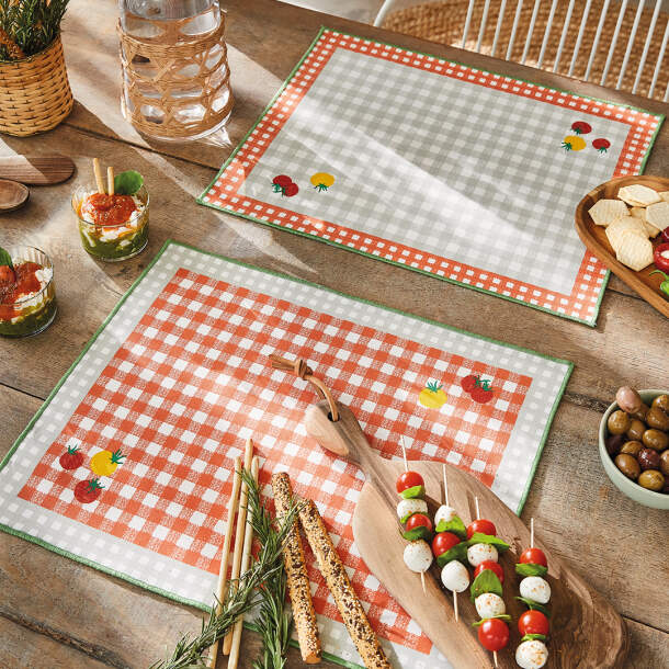 Françoise Saget 2 sets de table Tradition tomatella Bicolore Coton/Polyester