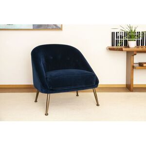 PIB Fauteuil scandinave en velours bleu Barnolomeo