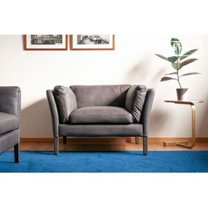 PIB Fauteuil Scandinave en cuir gris Hamar