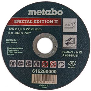 Metabo 125 x 1 mm. Disque a tronconner pour acier inoxydable - Special Edition II