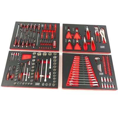 Ensemble d'outils premium HBM de 154 pièces - ROUGE pour chariot à outils - Publicité Ensemble d'outils premium HBM de 154 pièces - ROUGE pour chariot à outils - Publicité