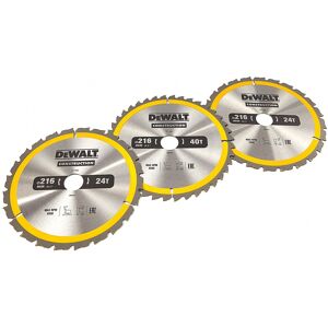 DeWALT DT1962-QZ Jeu de lames de scie circulaire 3 pieces 216x30mm 2x24dents 1x40dents