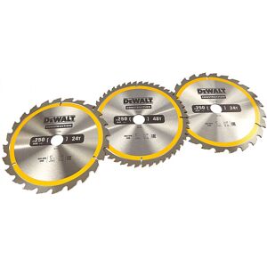 DeWALT DT1963-QZ Ensemble de 3 lames de scie circulaire 250x30mm 2x24 dents 1x48 dents