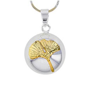 Les Trésors De Lily [R2829] - Pendentif artisanal 'Bola de Grossesse' argenté doré (ginkgo biloba) - 20 mm