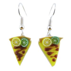 Les Trésors De Lily [R2771] - Boucles d'oreilles artisanales 'Tarte au Citron' jaune vert - 15x10 mm