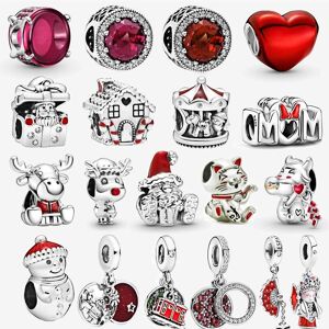 Authentique 925 Perles en argent sterling Red Heart Gift Box Santa Claus Charms Fit Original Fashion Bracelets Femmes Diy Bijoux Cadeau - Publicité