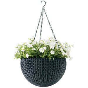 KETER HANGING SPHERE Pot de fleurs suspendu, rotin, avec chaîne, anthracite 17199246