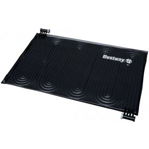 Le tapis de piscine alimenté par énergie solaire de Bestway® est une façon économique et écologique de chauffer l’eau de la piscine en s’aidant de l’énergie du soleil. Il est facile a installer avec les adaptateurs fournis avec, compatibles avec les tuyaux de 3,2 cm et 3,8 cm. Caractéristiques: Il est compatible avec une pompe de filtration ayant une capacité inférieure ou égale a 2 500 gal et un filtre a sable ayant une capacité inférieure ou égale a 2 000 gal. Il s’adapte a toutes les piscines hors sol. Le tapis utilise l’énergie solaire pour augmenter la température de l'eau de votre piscine d’environ 3 ~ 5 °C (5 ~ 9 °F), en fonction des conditions météorologiques. Offrant une zone chauffante de 1,46 m2 (15,72 pi2), il peut etre associé a d’autres tapis pour s’adapter a différentes tailles de piscines. Photo d'illustration> image