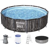 BESTWAY Steel Pro Max Piscine hors sol ronde décor bois, 427 x 107 cm 5614Z