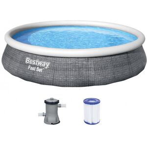 BESTWAY Fast Set Piscine hors sol motif rotin gris, 396 x 84 cm, avec pompe 57376 - Publicité BESTWAY Fast Set Piscine hors sol motif rotin gris, 396 x 84 cm, avec pompe 57376 - Publicité