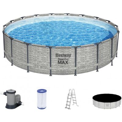 BESTWAY Steel Pro Max Piscine hors sol ronde effet pierre, 549 x 122 cm 5618Y - Publicité BESTWAY Steel Pro Max Piscine hors sol ronde effet pierre, 549 x 122 cm 5618Y - Publicité