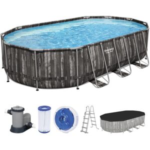 BESTWAY Power Steel Piscine hors sol ovale décor bois, 610