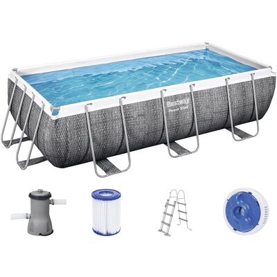 BESTWAY Power Steel Piscine hors sol rectangulaire effet rotin, 404